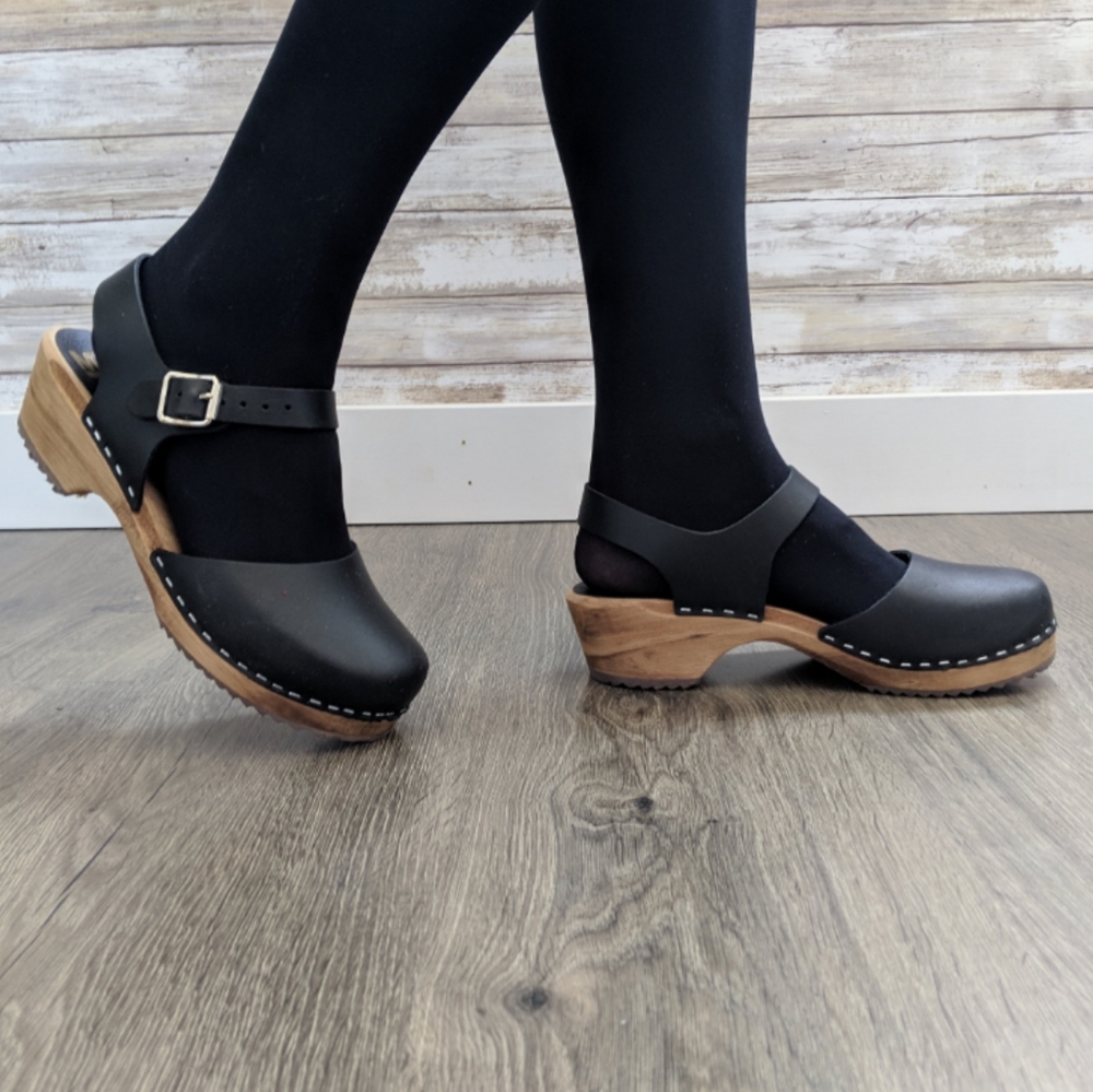 Black low heel MIA Freja Platform Clogs